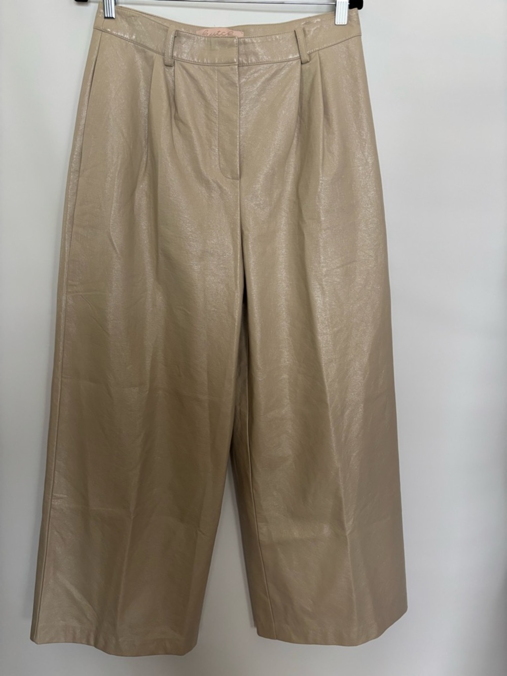 Anthropologie Hutch Faux Leather Wide Leg Pant Cream Size 8